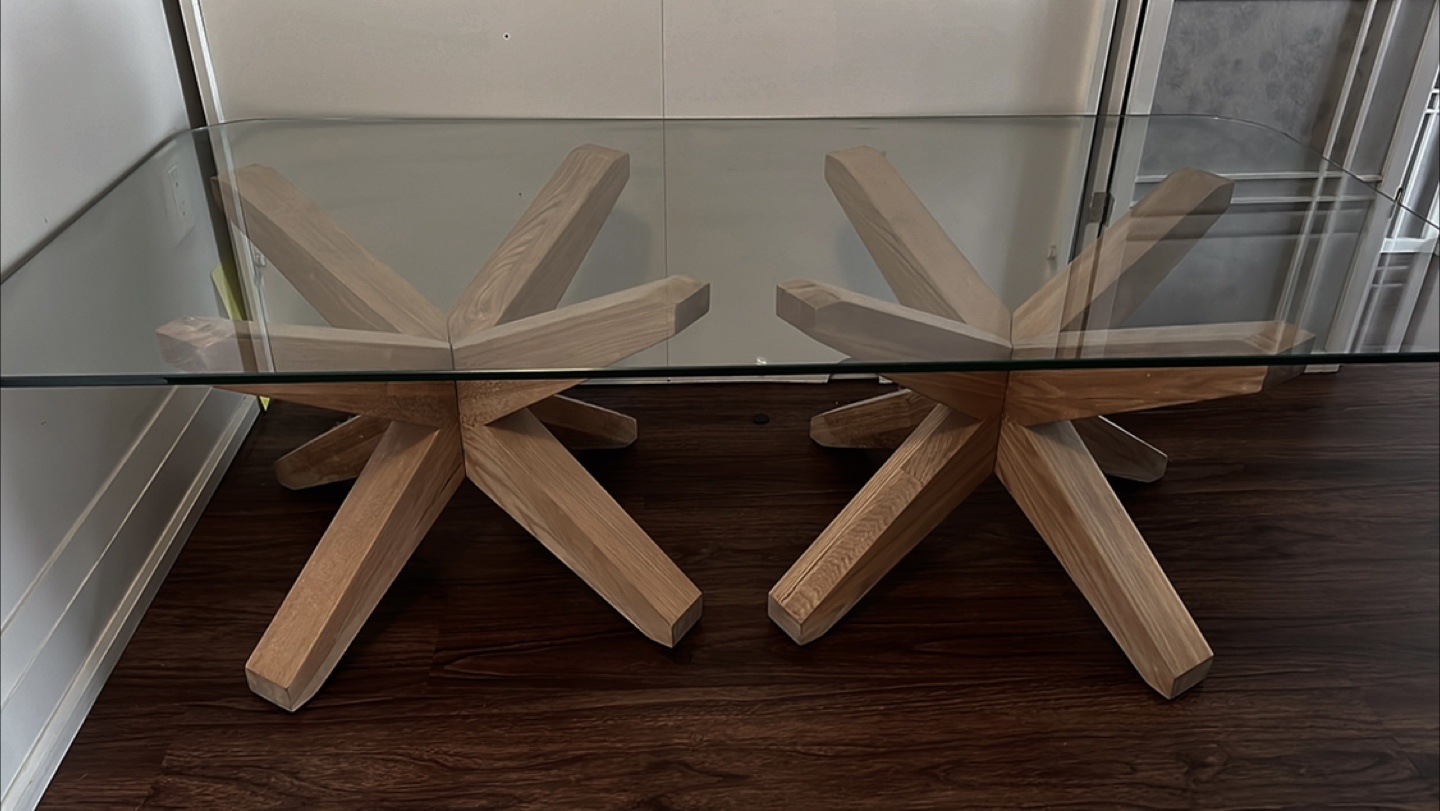 Modern Glass Top Coffee Table with Wooden Base - photo 2