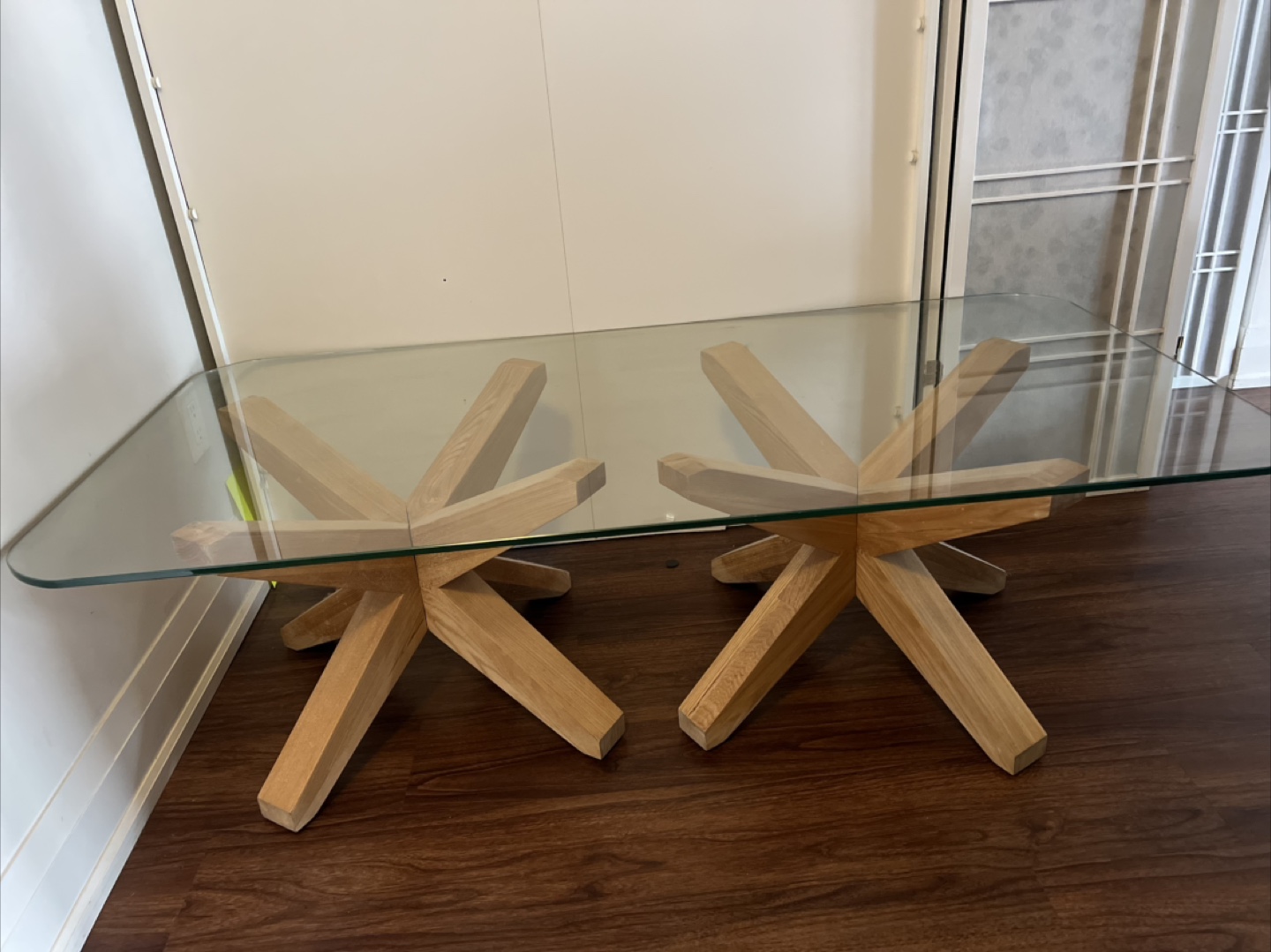 Modern Glass Top Coffee Table with Wooden Base - photo 3