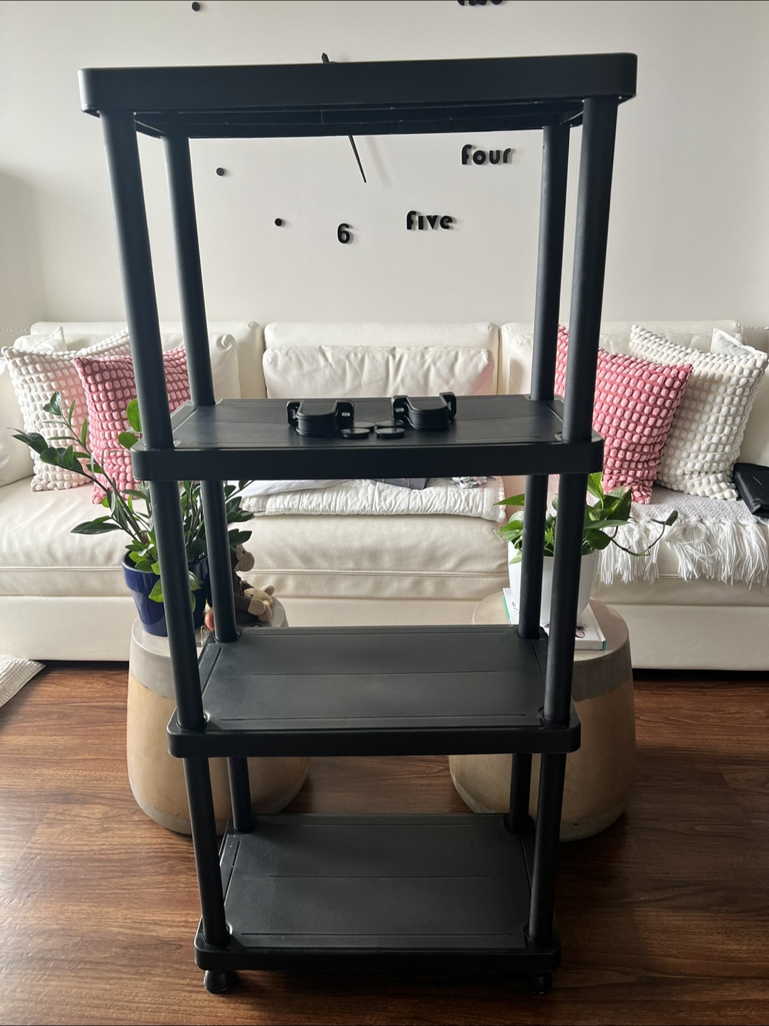 4-Tier Black Plastic Shelving Unit - photo 3