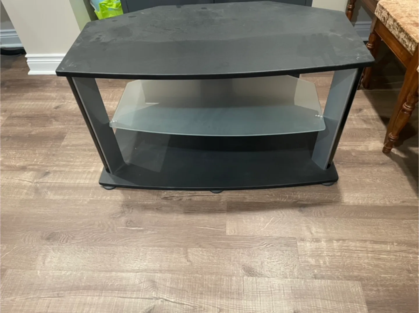 Black TV Stand with Glass Shelf image indicator(2)