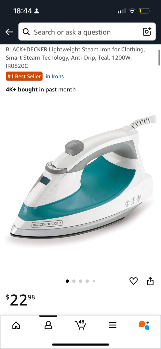 Black+Decker Lightweight Steam Iron - Teal
