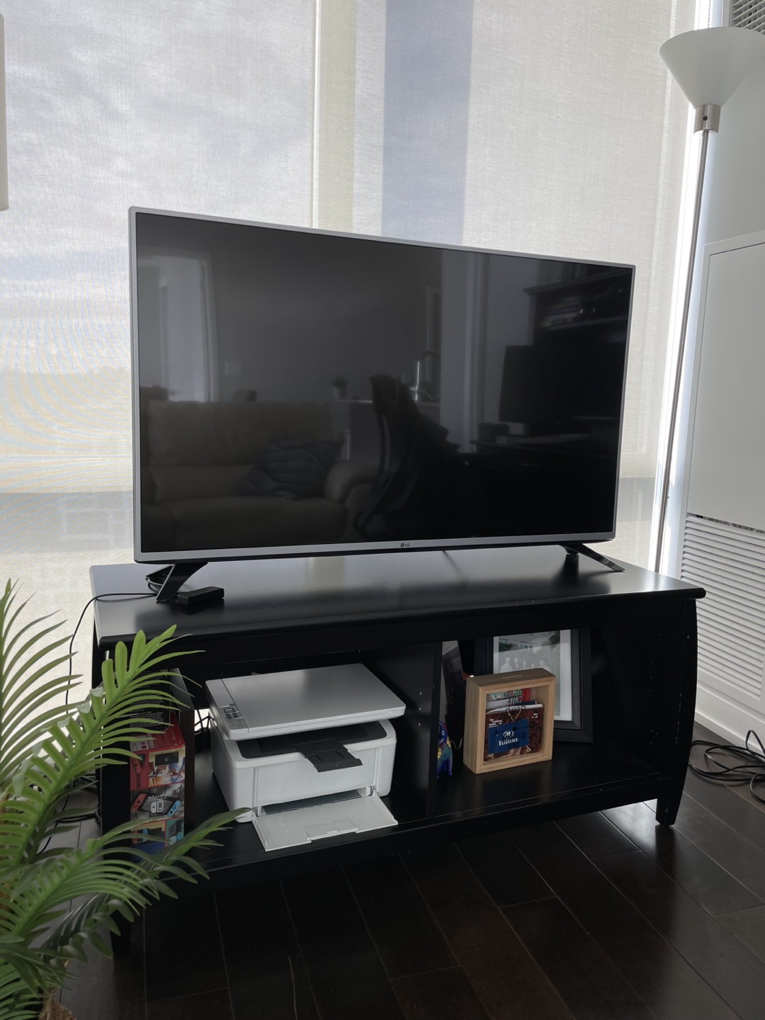 Black TV Stand with Shelf