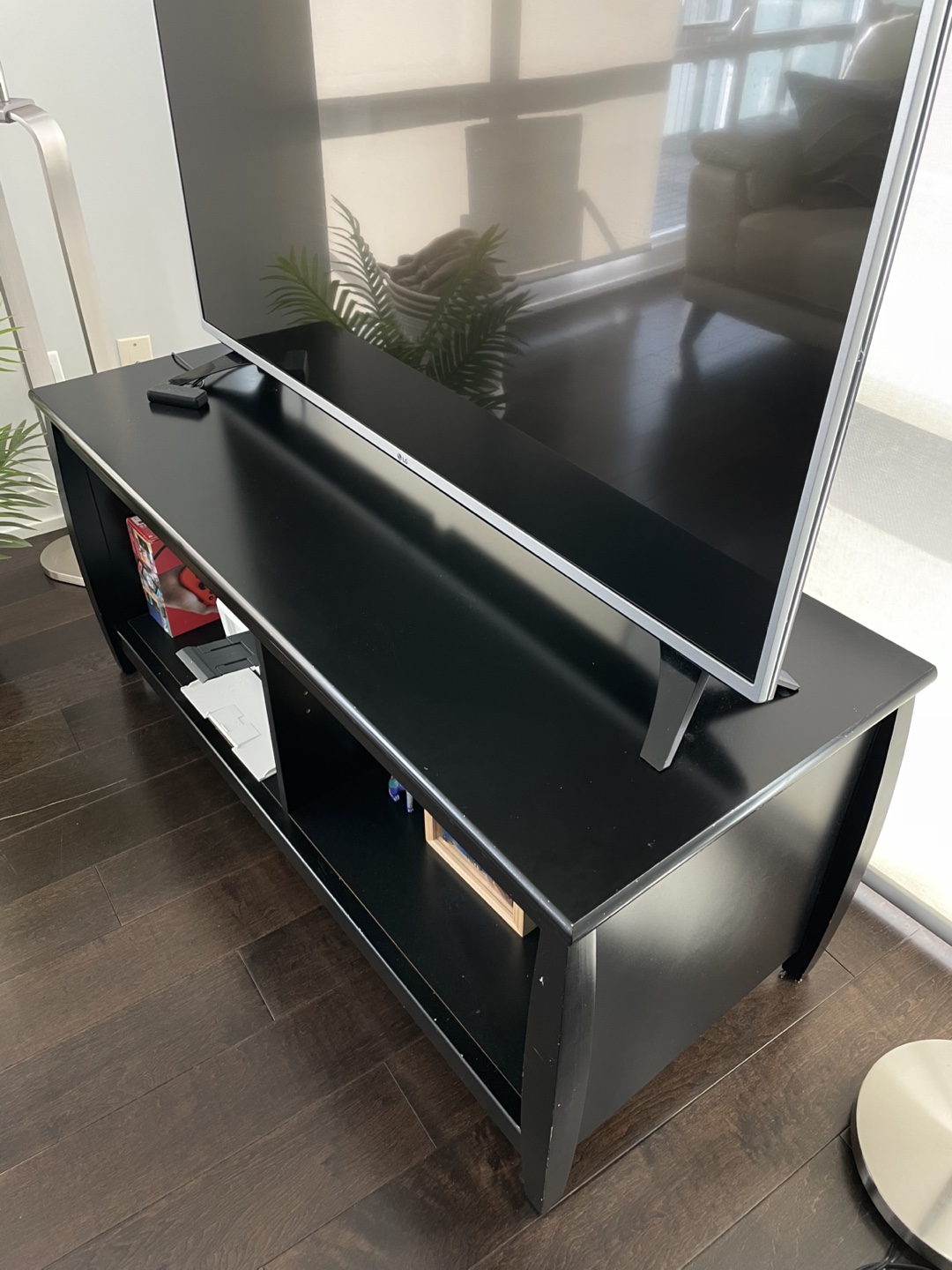 Black TV Stand with Shelf - photo 2