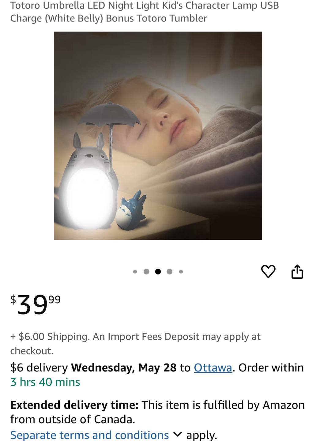 Totoro Umbrella LED Night Light Lamp - photo 5
