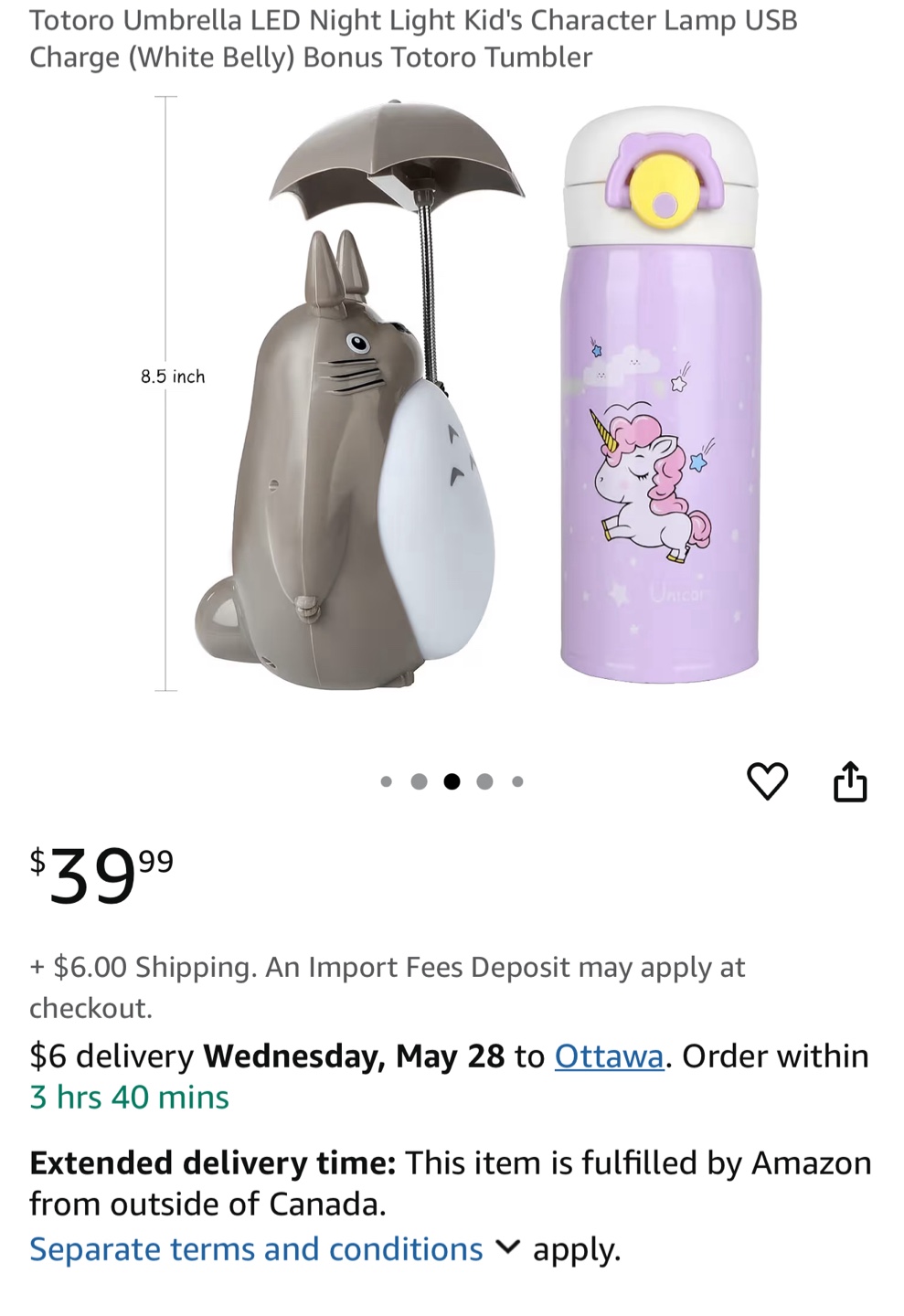 Totoro Umbrella LED Night Light Lamp - photo 3
