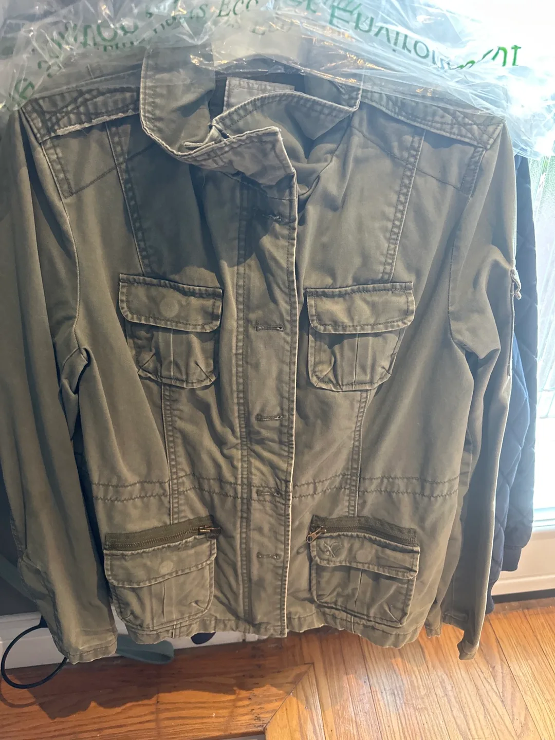 American Eagle Outfitters Olive Green Utility Jacket thumbnail