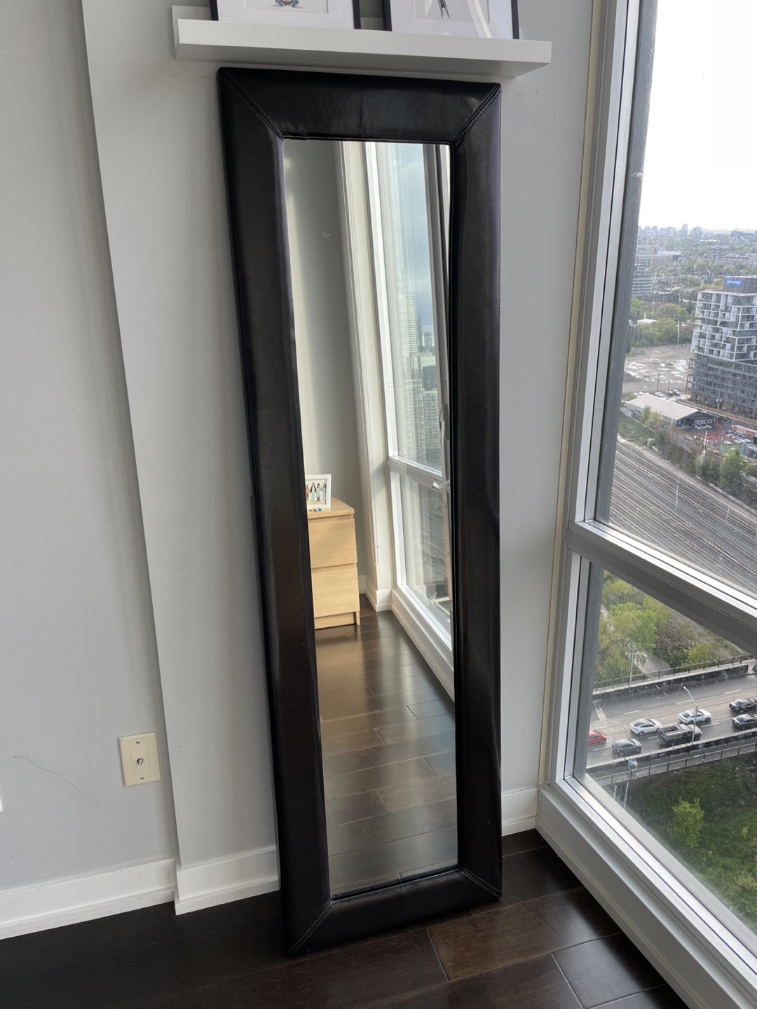 Full Length Mirror with Black Leather Frame - photo 3