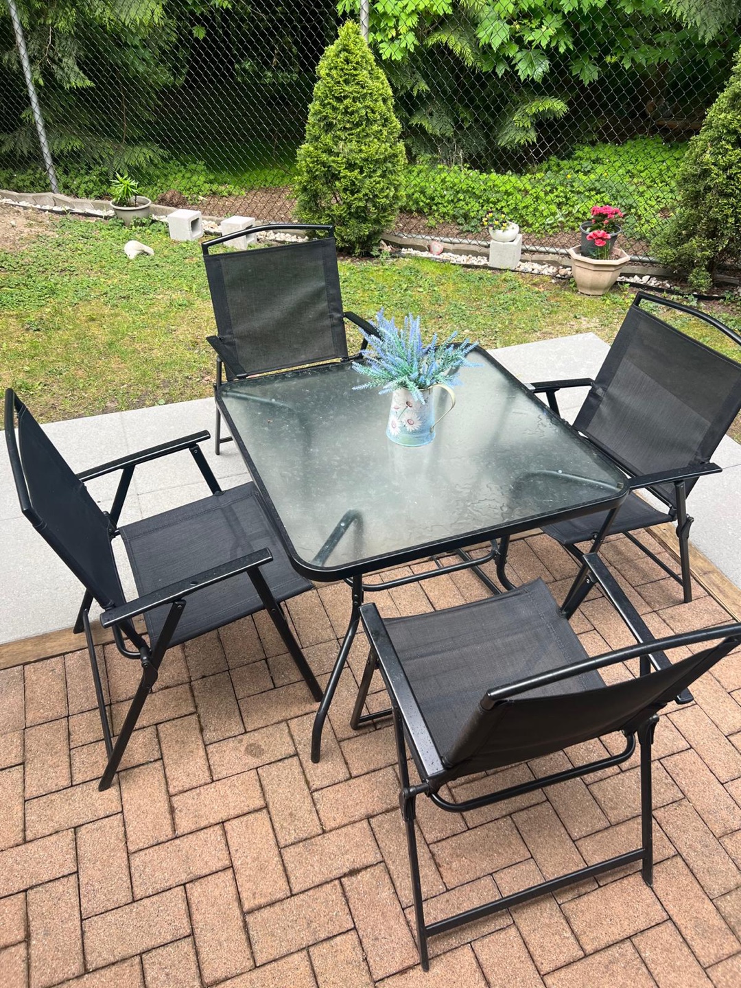 4-Piece Outdoor Patio Set with Glass Top Table
