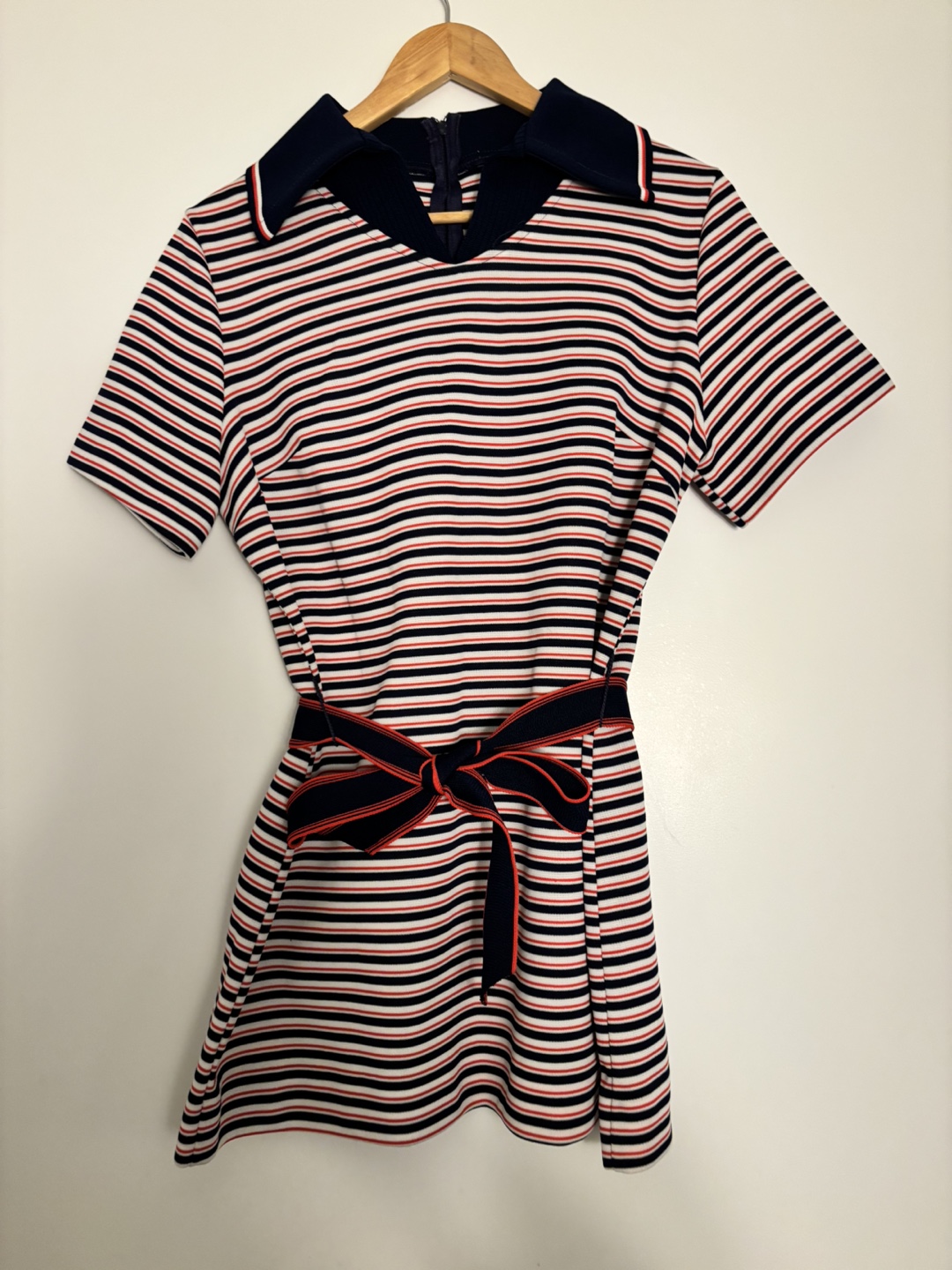 Vintage Striped Mini Dress/ shirt  with Collar