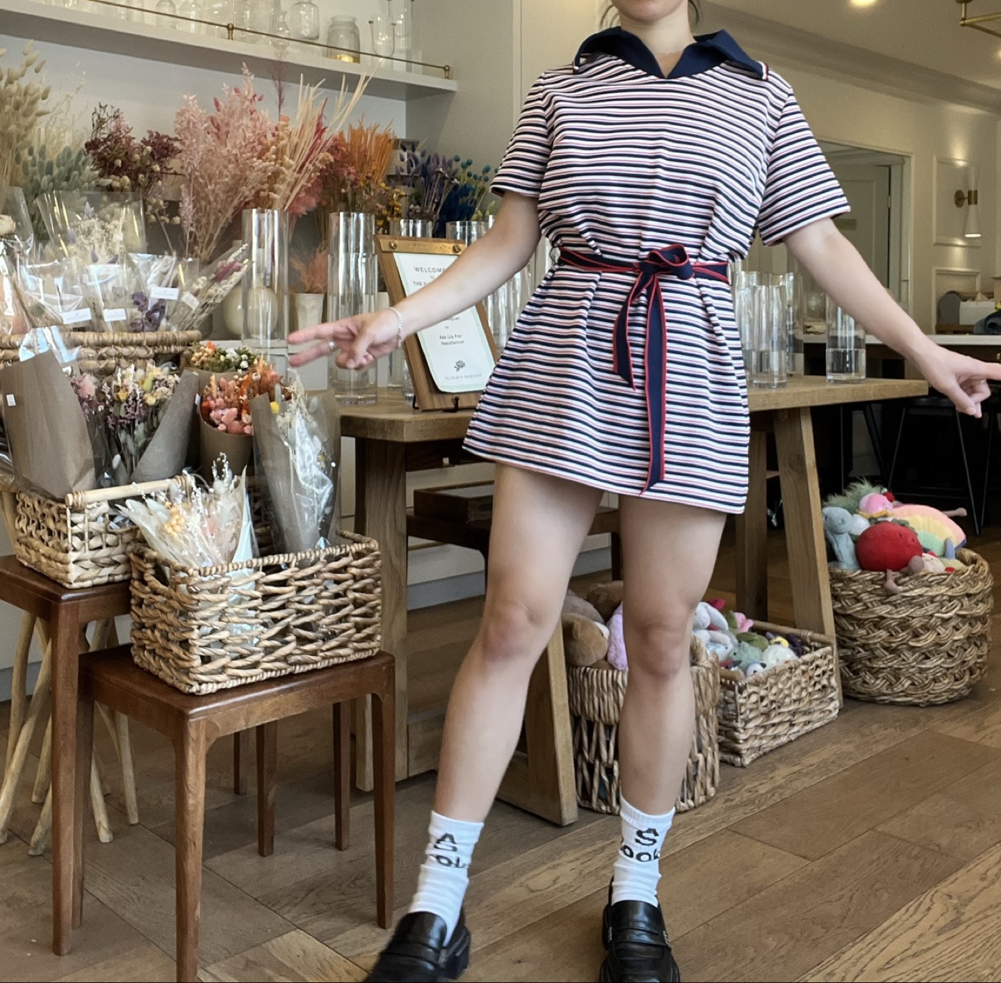 Vintage Striped Mini Dress/ shirt  with Collar - photo 3