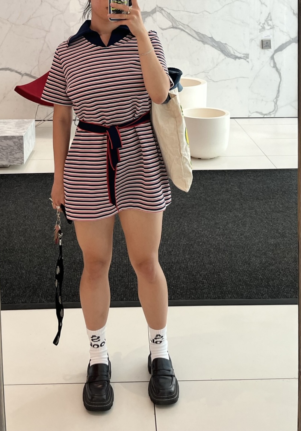 Vintage Striped Mini Dress/ shirt  with Collar - photo 4