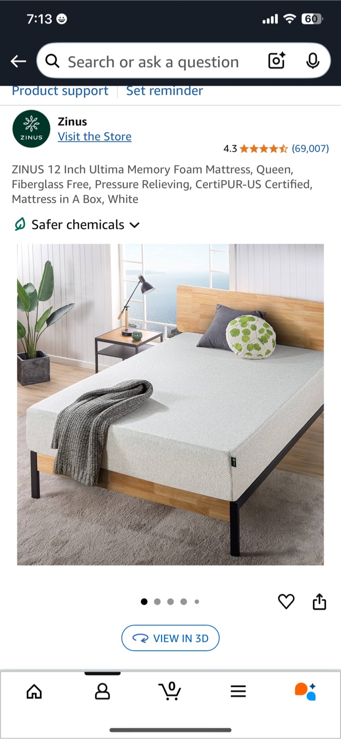 Zinus Ultima 12 Inch Queen Memory Foam Mattress