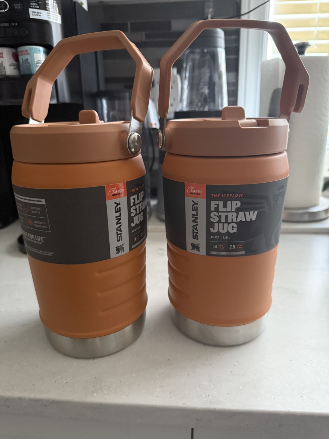 Two Stanley Classic Flip Straw Jugs - 473ml/16oz - Orange