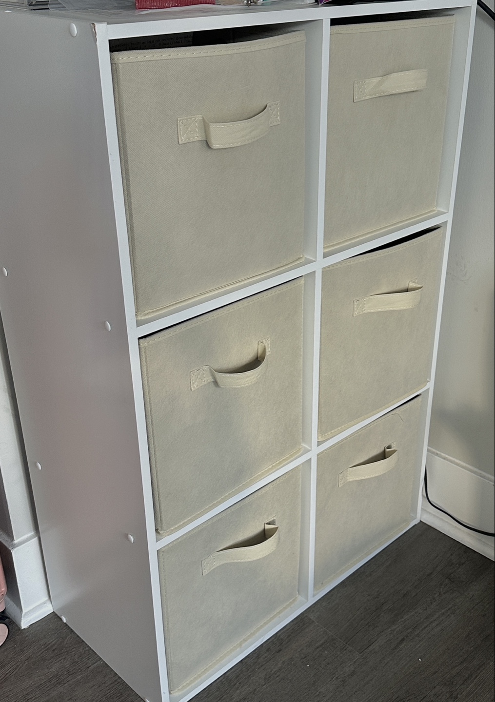 Beige 6-Cube Organizer with white drawer