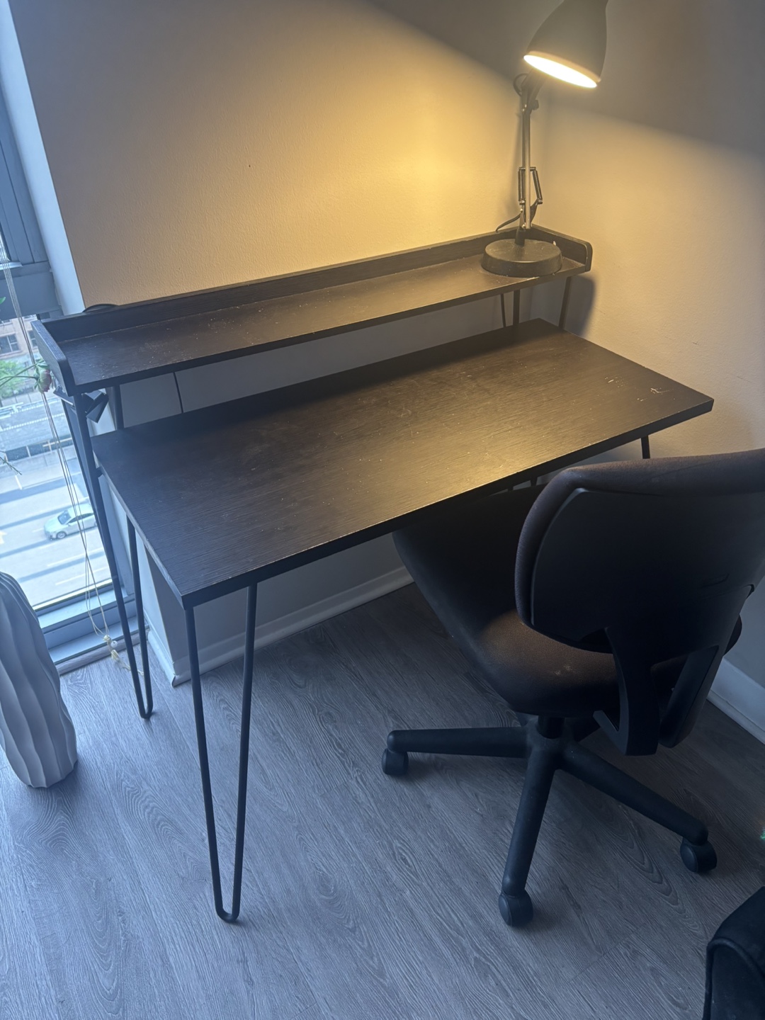 Black Office Chair & Desk Set