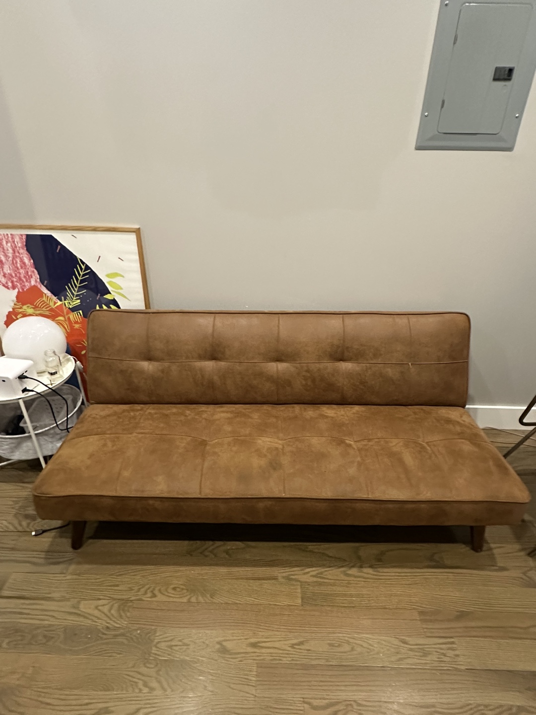 Brown Faux Leather Futon Sofa Bed