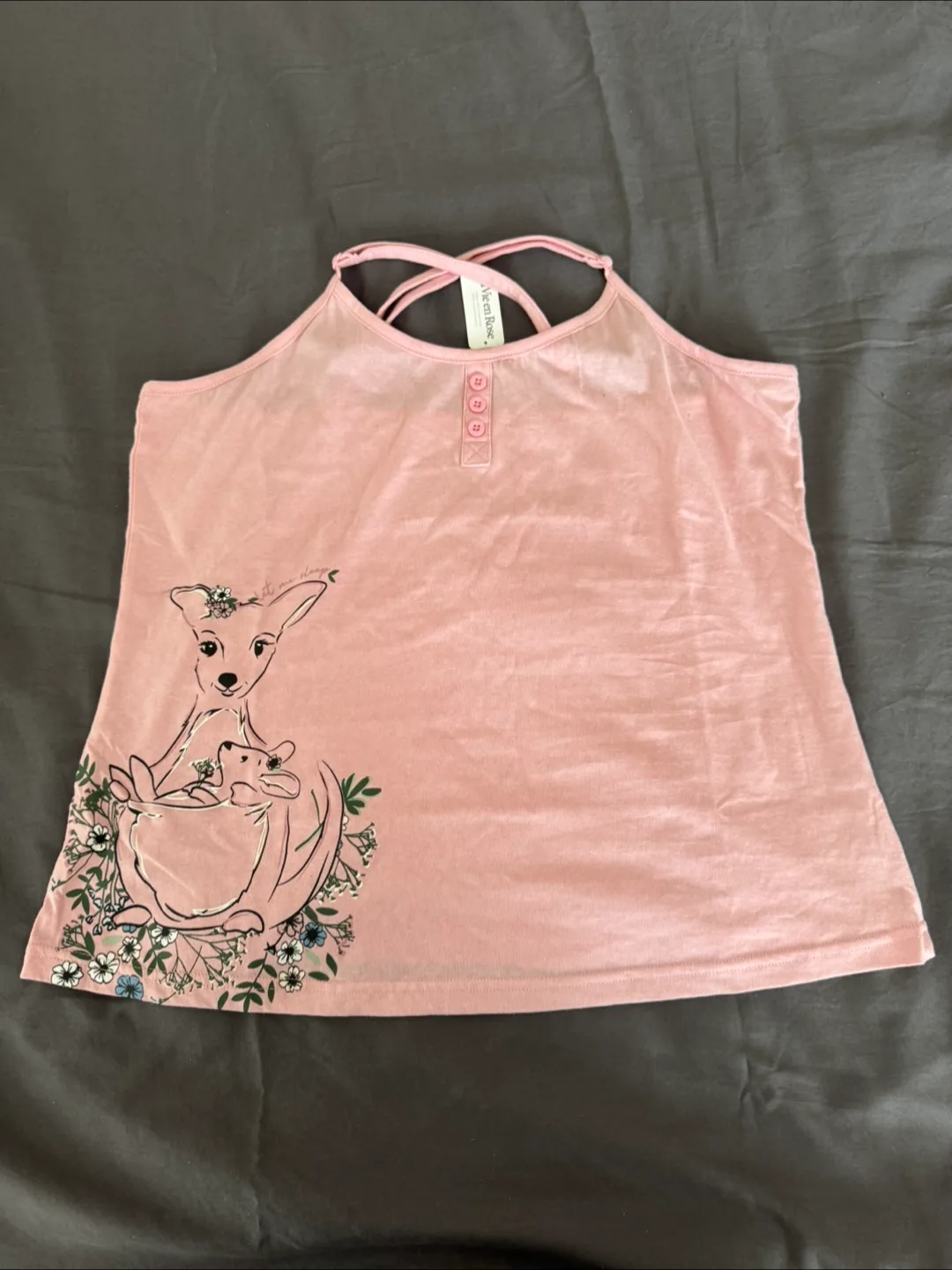 La Vie en Rose Pink Kangaroo Tank Top - Size M/M thumbnail