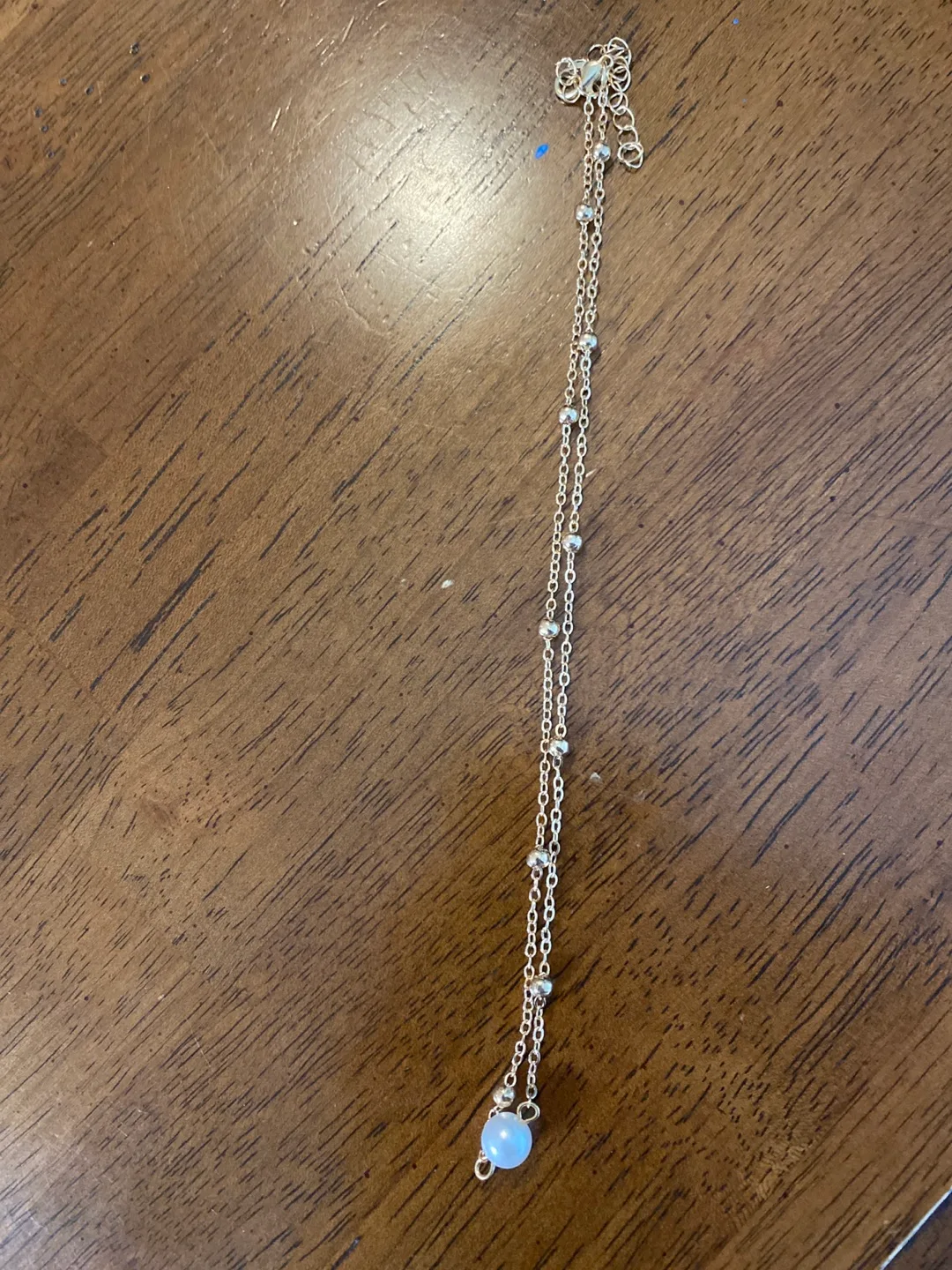 Dainty Gold Anklet with Pearls thumbnail