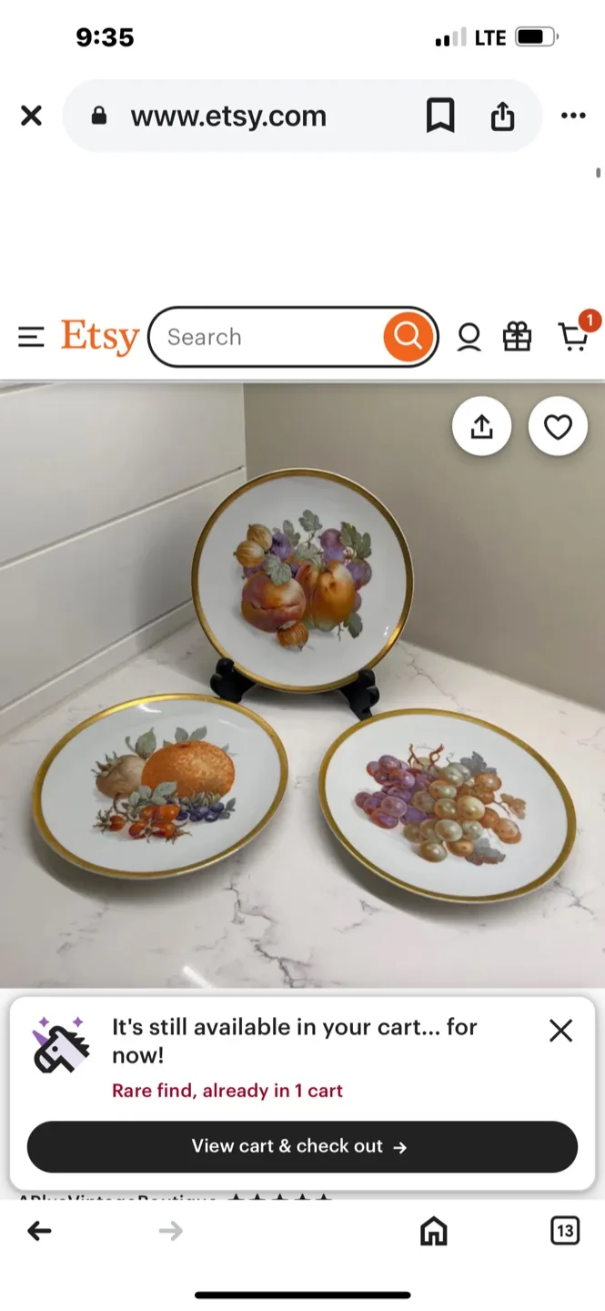 Fruit-themed Plates, Gold Trim, Made in Western Germany image indicator(3)