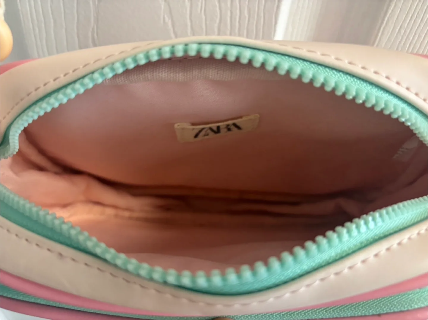 Adorable Pastel Pink and Mint Crossbody Bag with Matching Pouch image indicator(5)