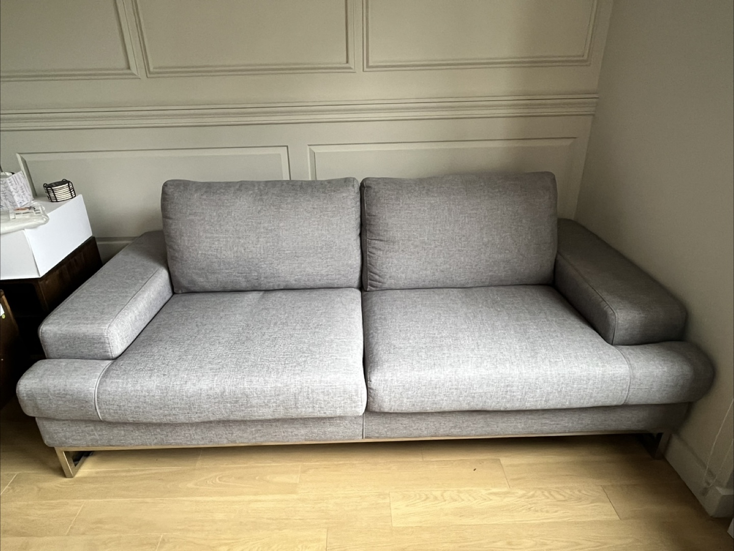 Modani Gray Fabric Sofa with Metal Legs