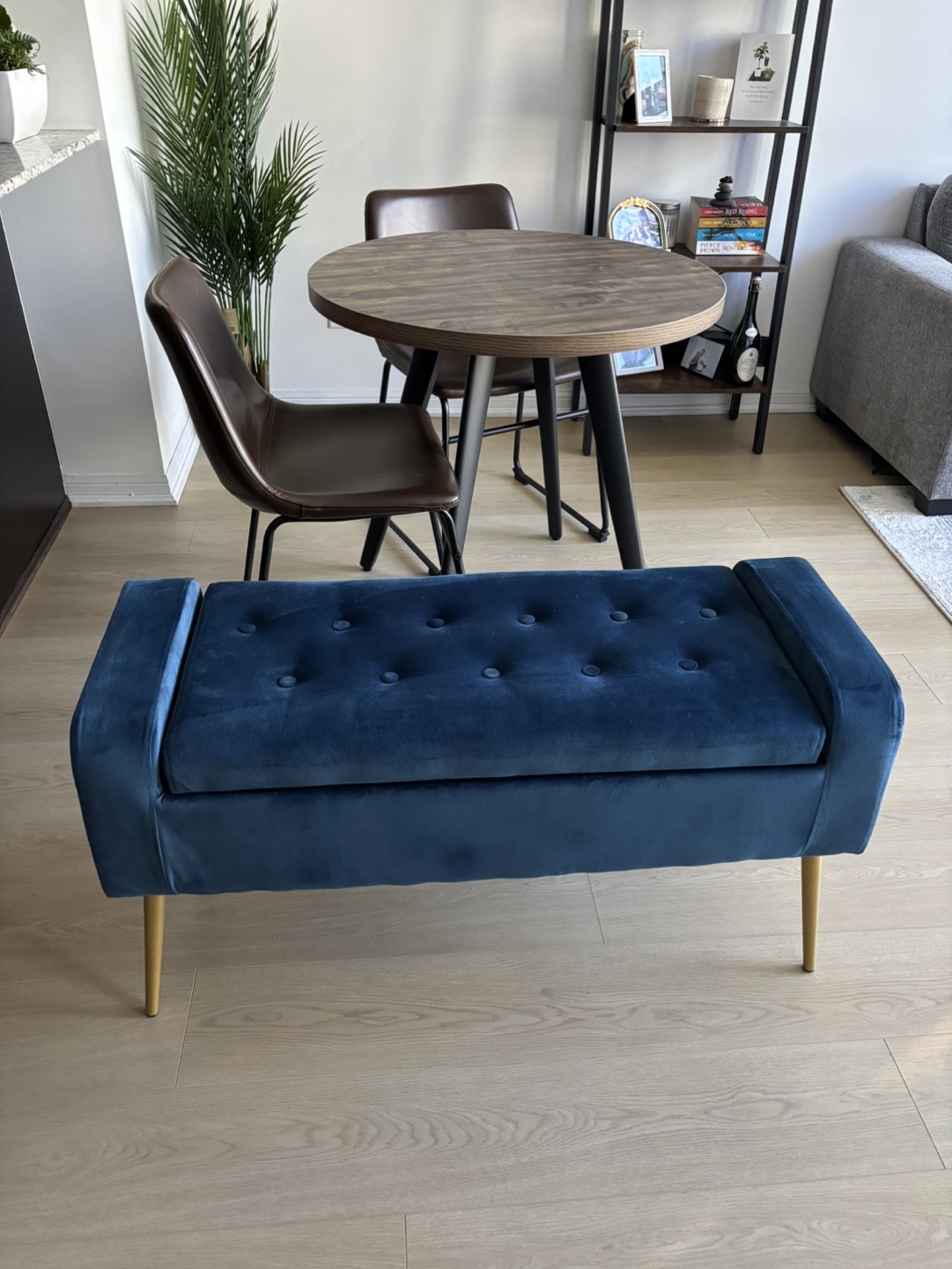 Upholstered Storage Bench - Teal Velvet