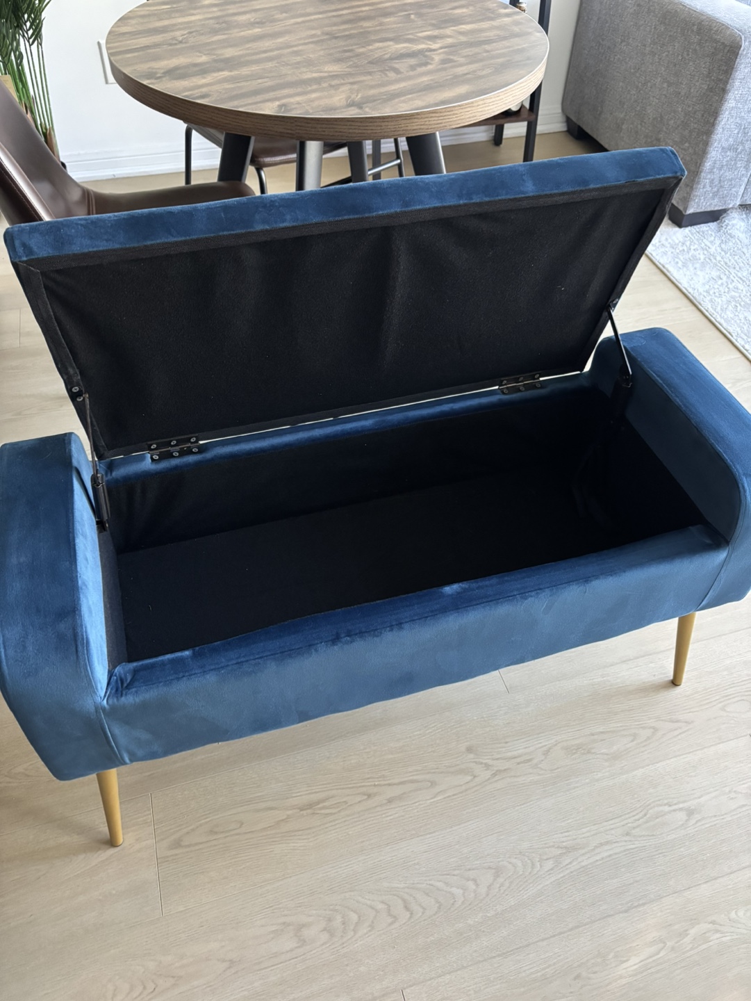 Upholstered Storage Bench - Teal Velvet - photo 2