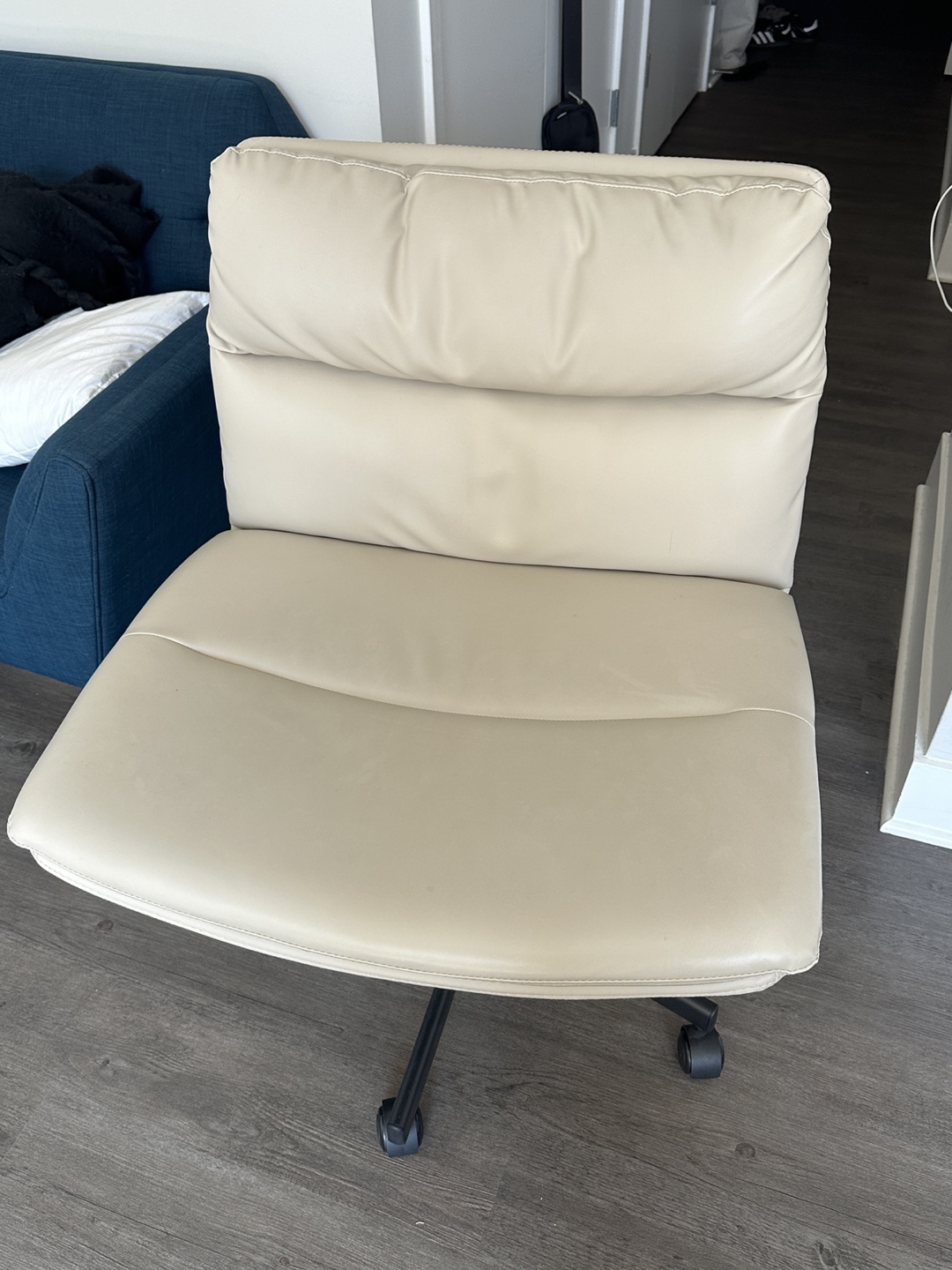 Beige Leather Desk Chair