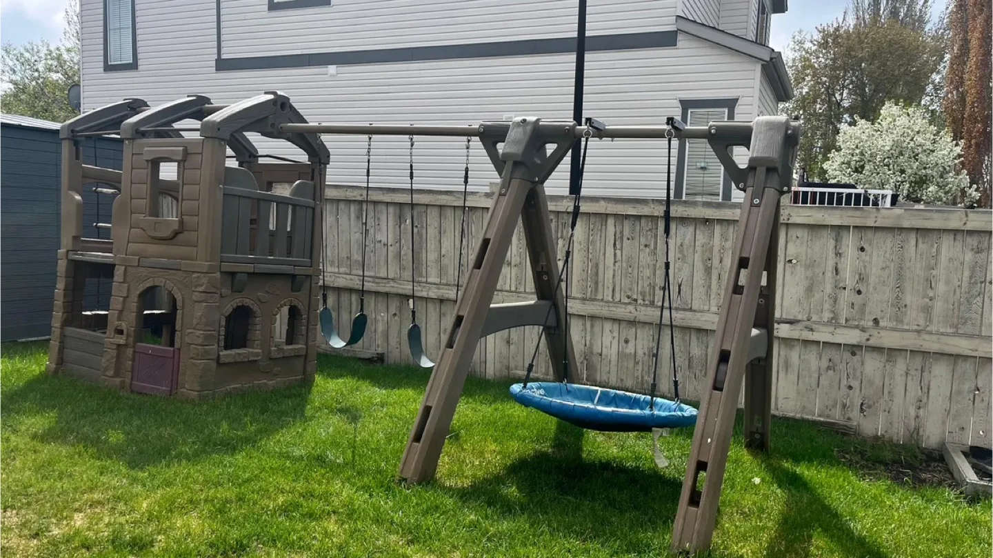 Kids Swing Set with Play House thumbnail