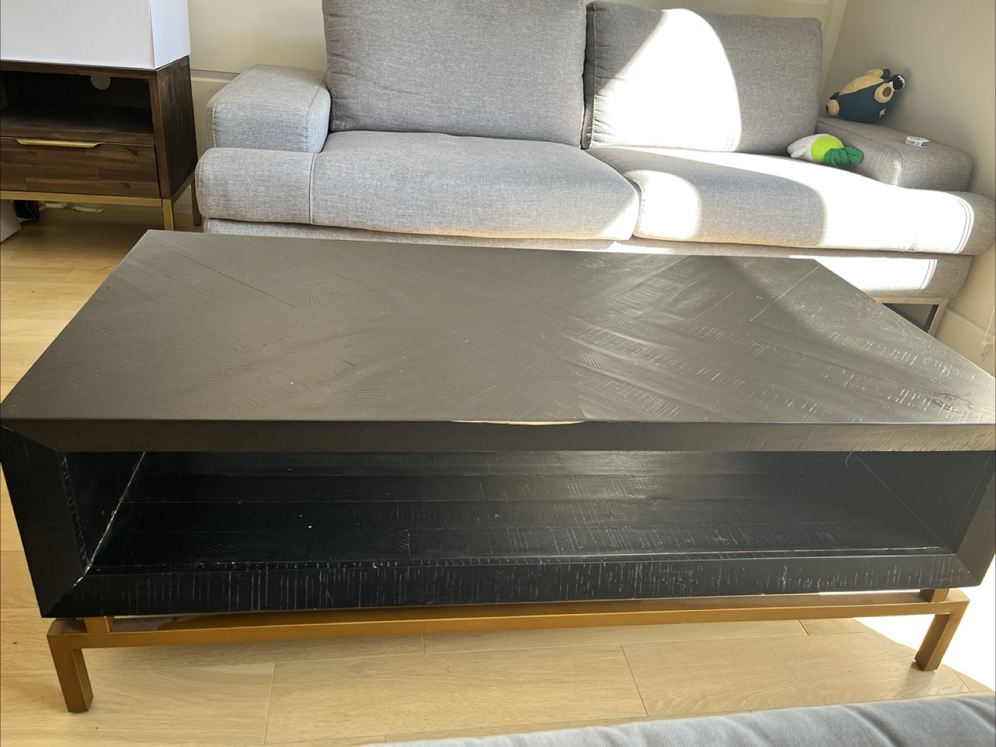 West Elm Black Coffee Table with Gold Legs - photo 2