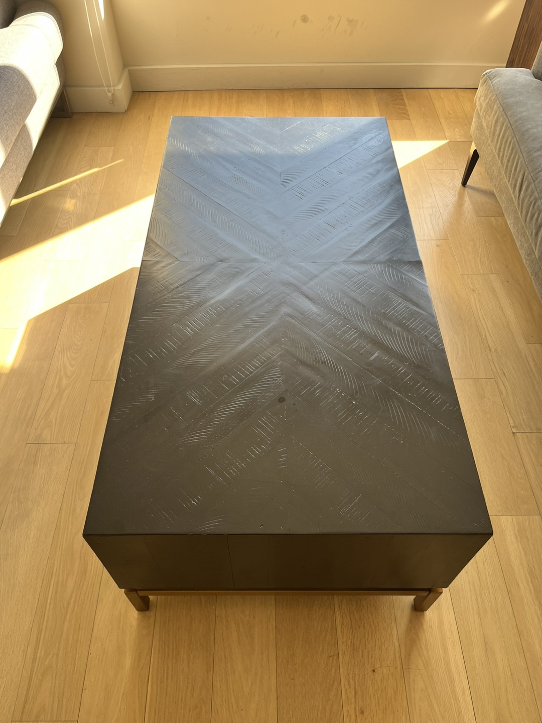 West Elm Black Coffee Table with Gold Legs