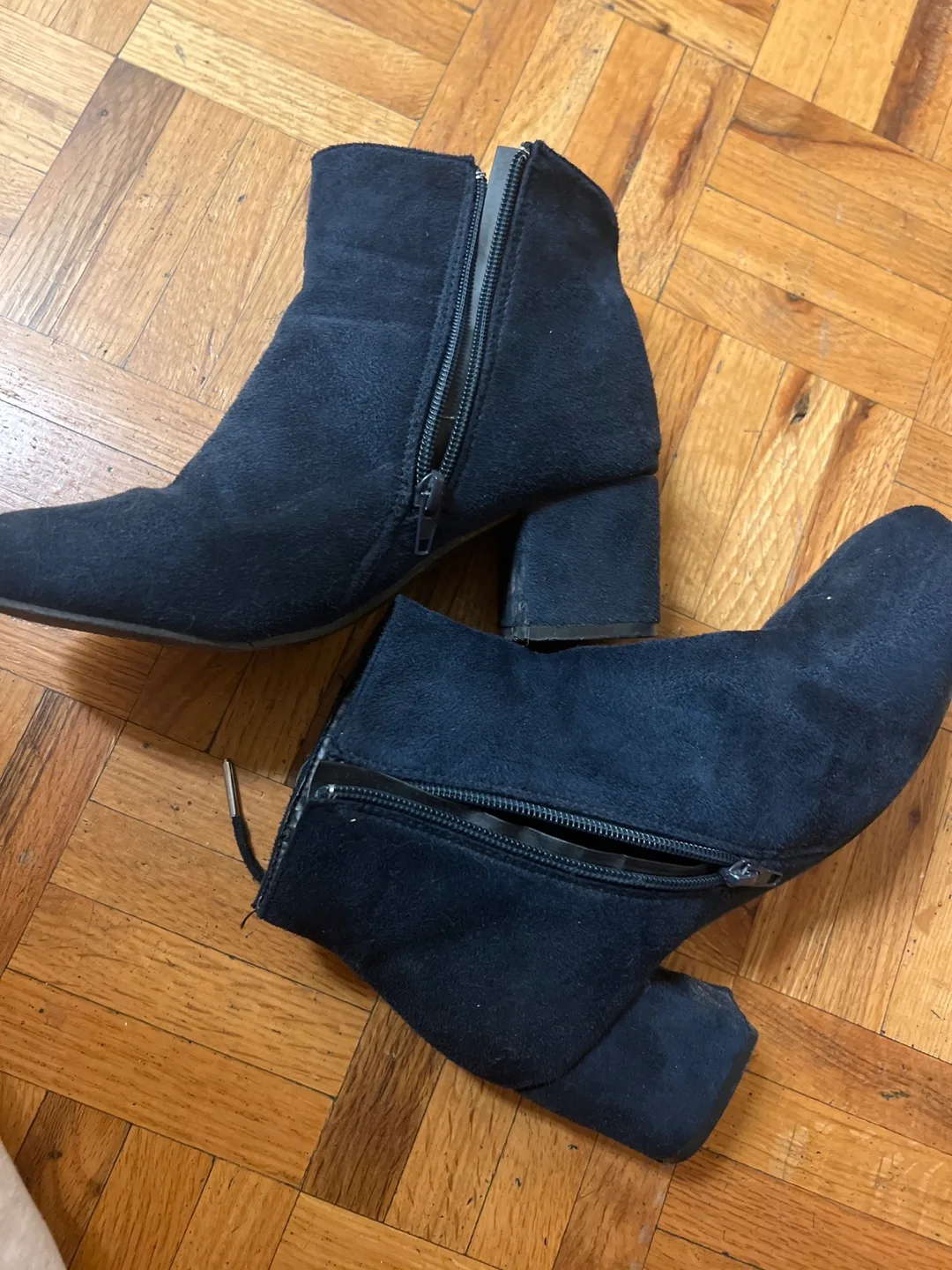 Black Suede Ankle Boots with Lace-Up Detail image indicator(2)