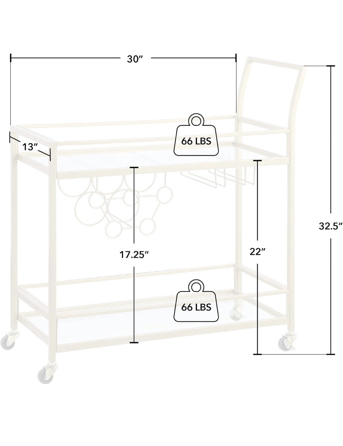 Gold Metal Bar Cart - photo 5
