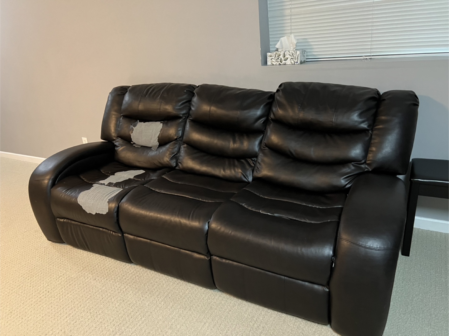 Black Leather Recliner Sofa