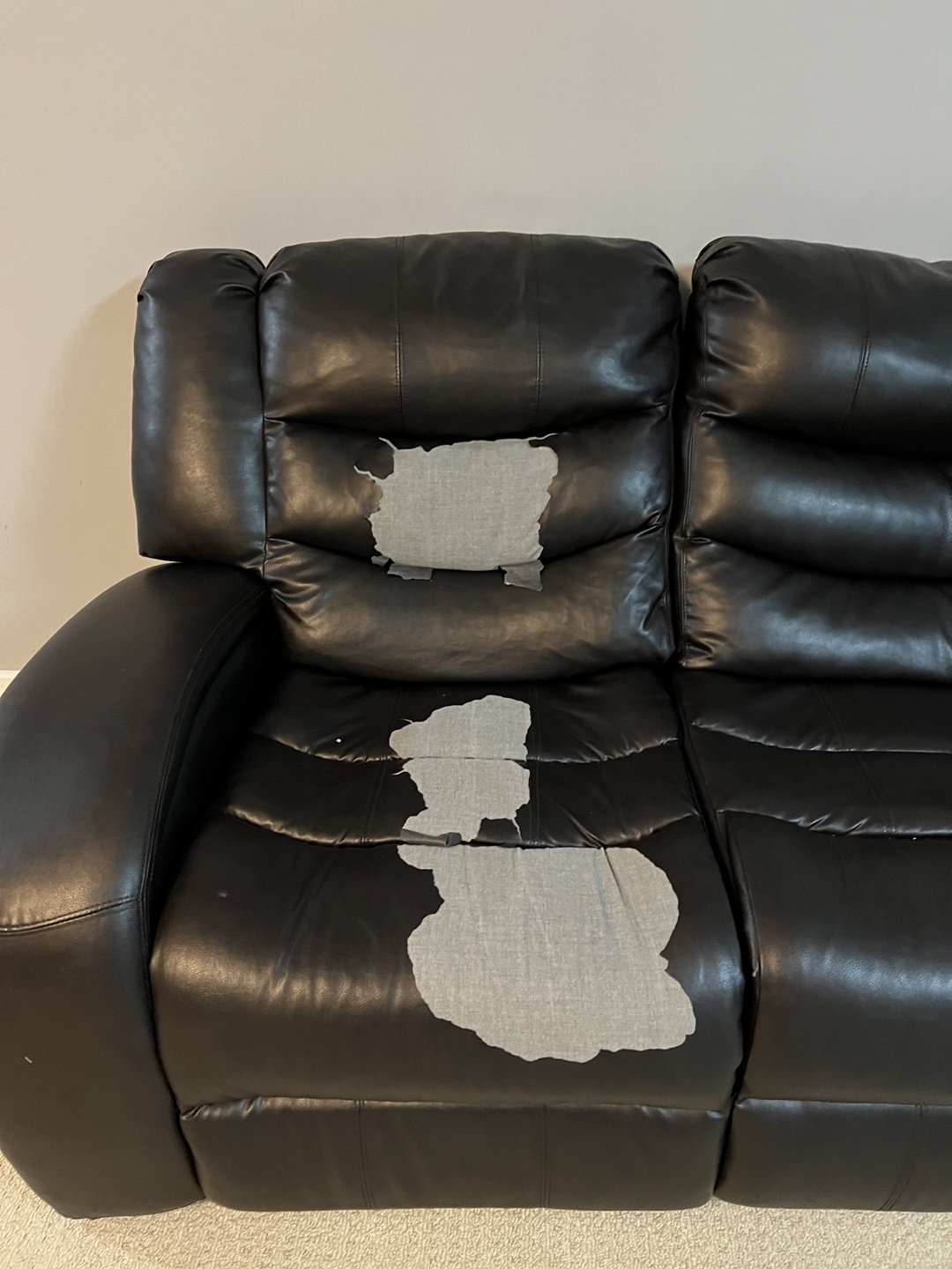 Black Leather Recliner Sofa - photo 4