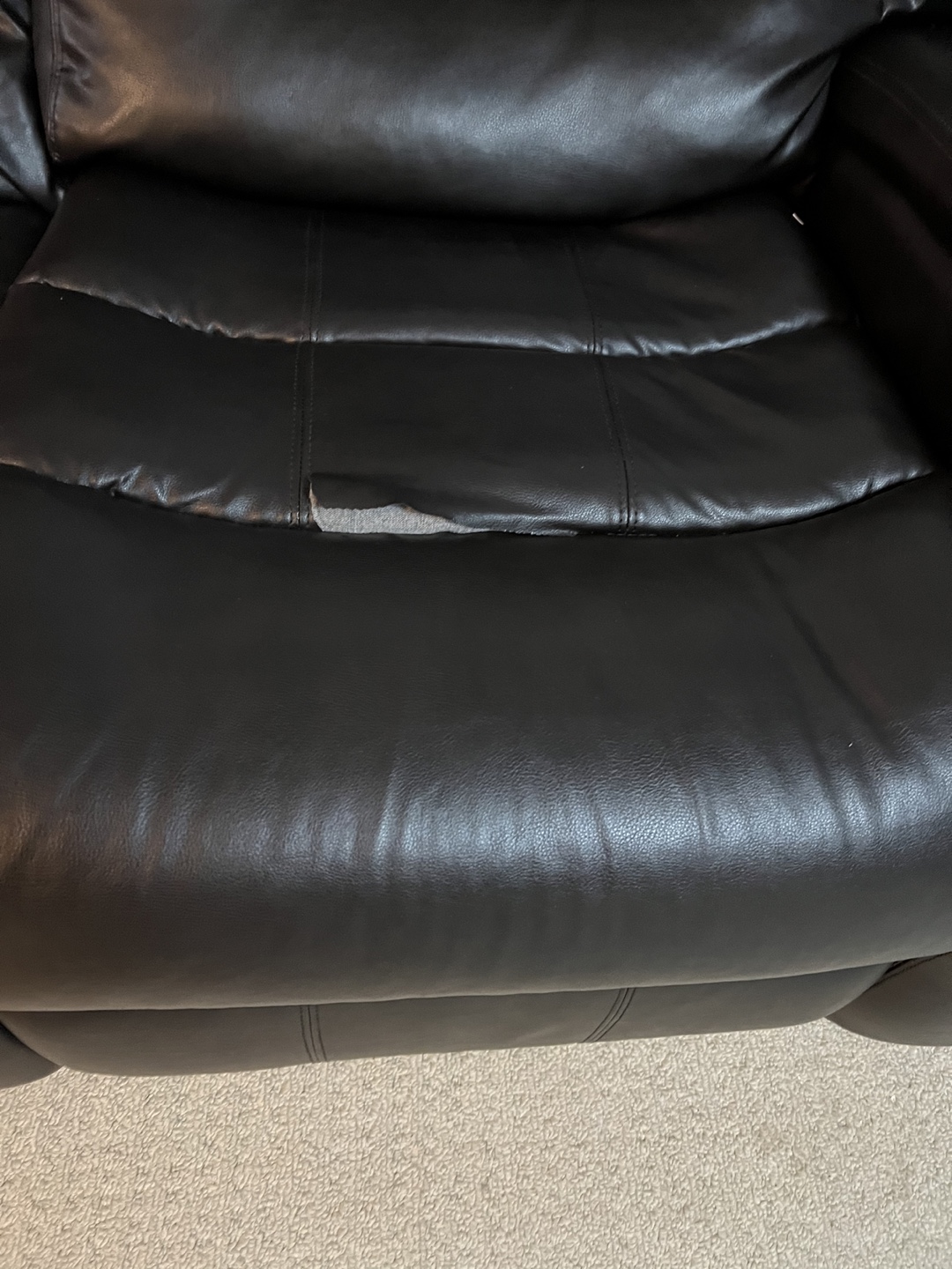 Black Leather Recliner Sofa - photo 3