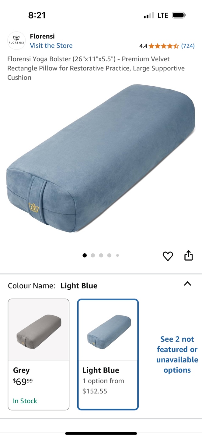 Florensi Yoga Bolster - Light Blue Velvet - photo 2