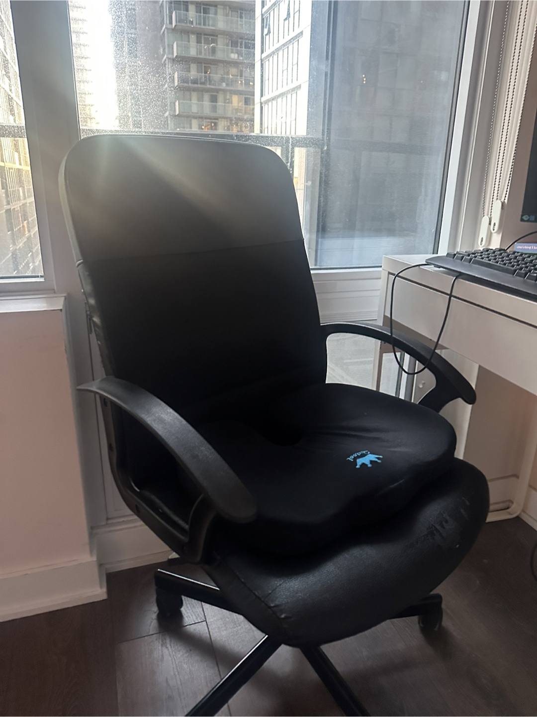 White IKEA Desk with Black Office Chair - photo 4