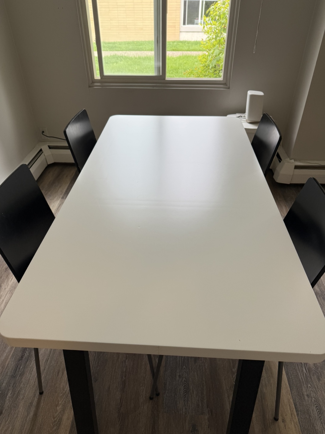 White Ikea Table and Four Black Chairs - photo 4