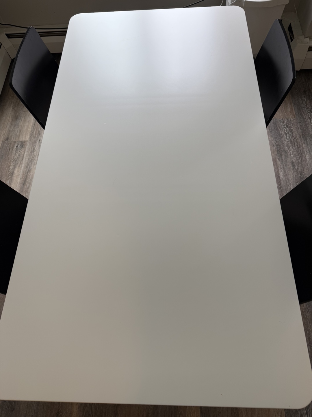 White Ikea Table and Four Black Chairs - photo 3