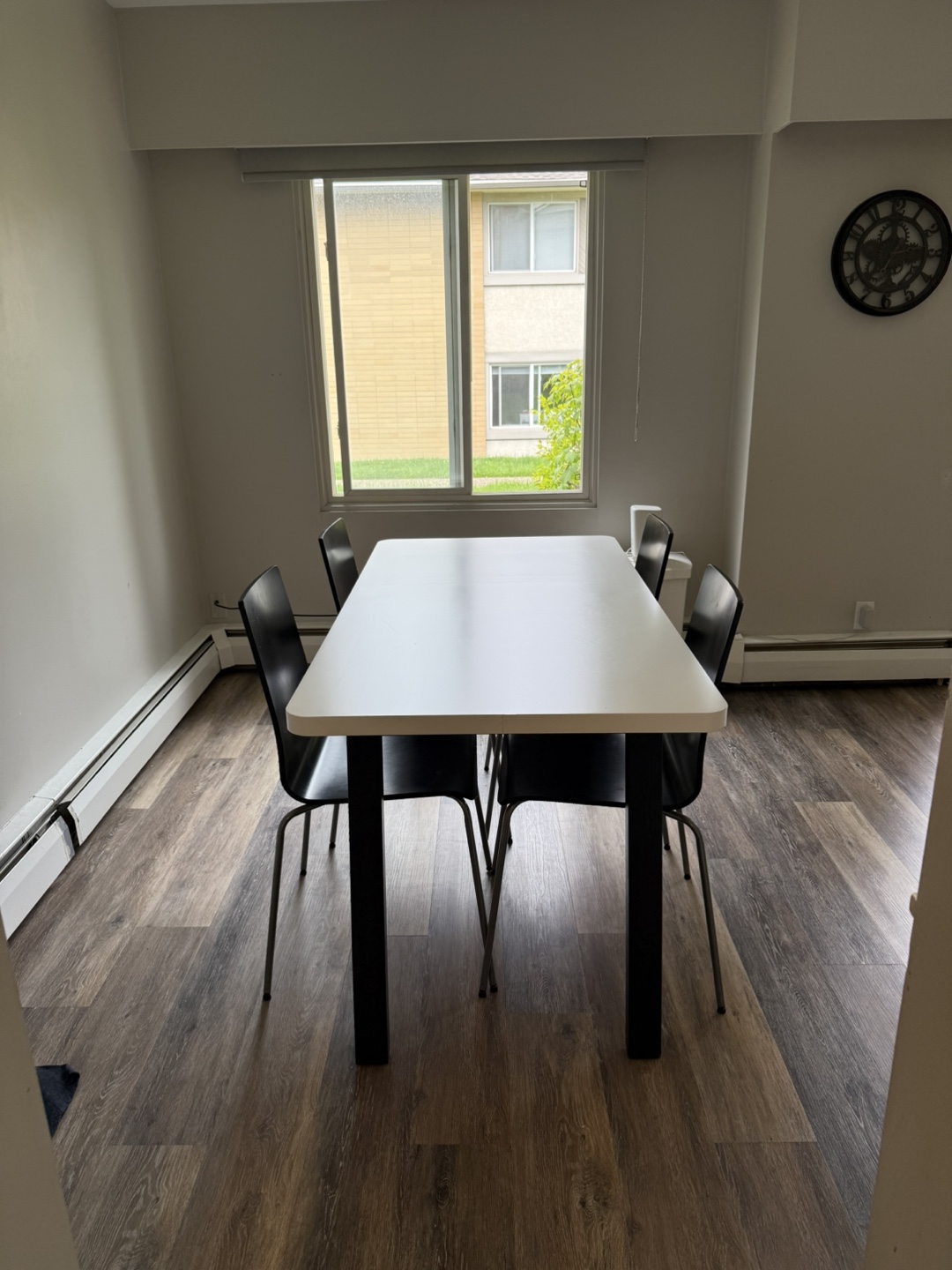 White Ikea Table and Four Black Chairs - photo 2