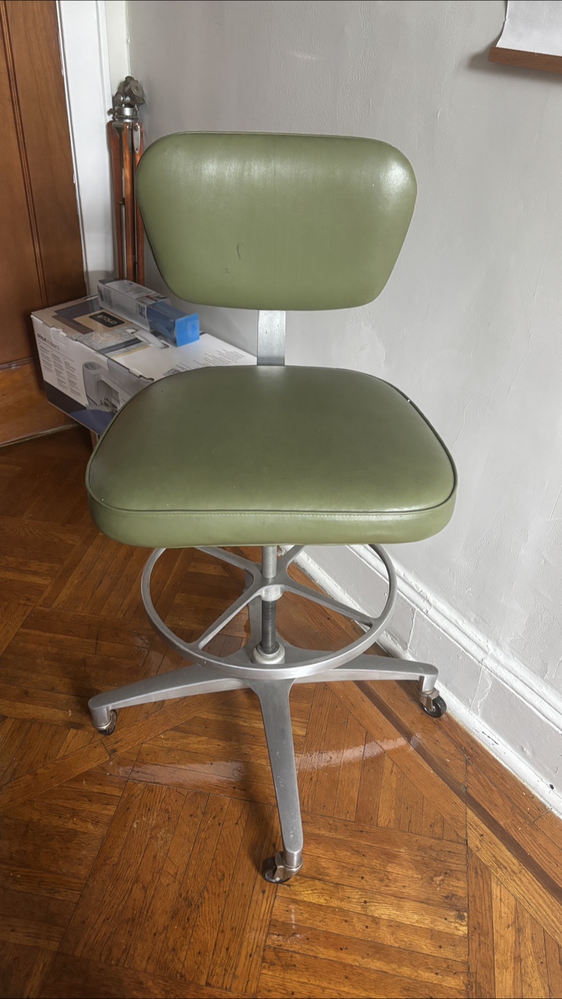 Vintage Green Adjustable Drafting Stool - photo 2