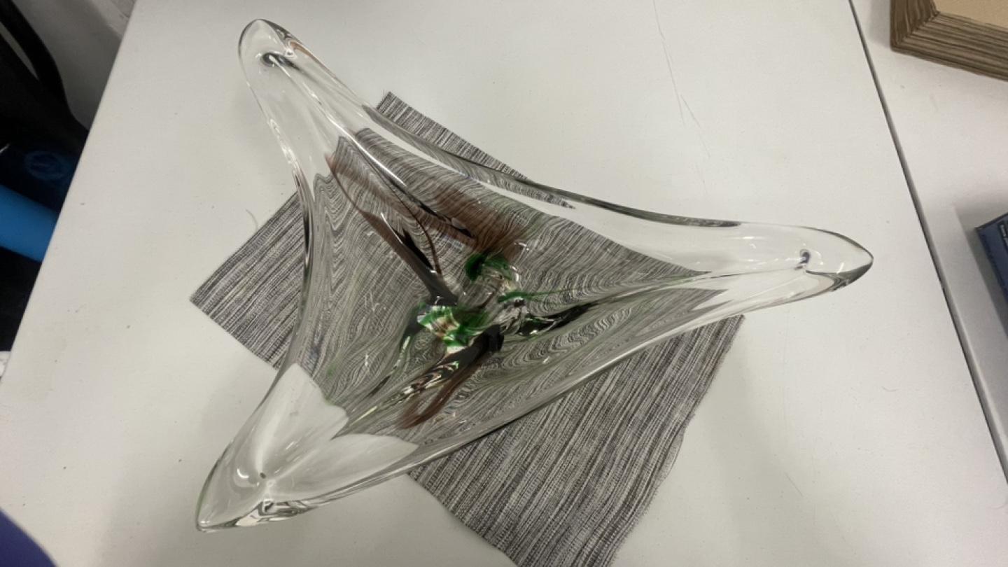 Unique Triangular Glass Bowl with Coloured Accents - photo 4