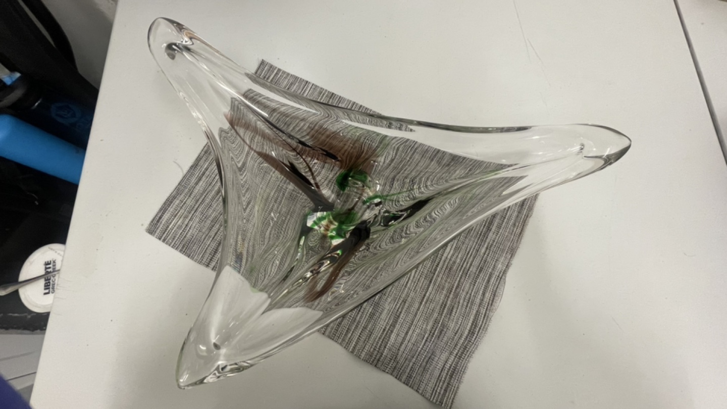 Unique Triangular Glass Bowl with Coloured Accents - photo 3