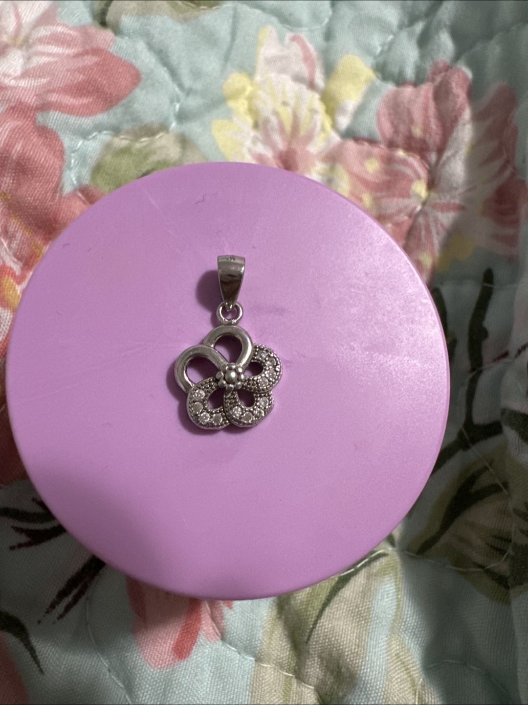 Silver Flower Pendant Charm