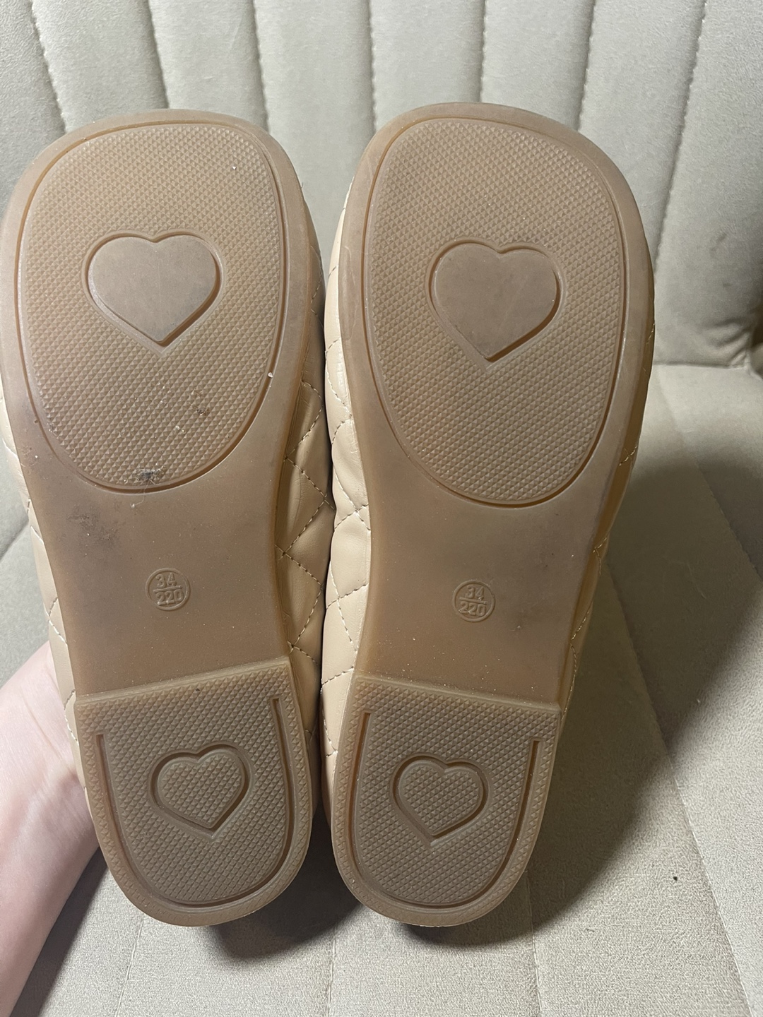 Girls' Beige Quilted Ballet Flats - Size 22 - photo 4