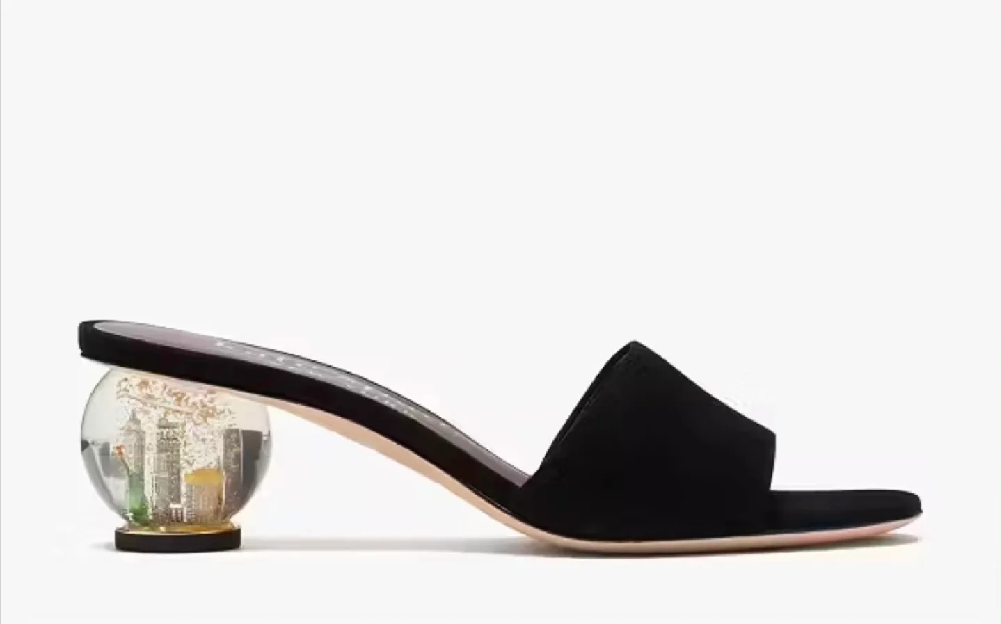 Kate Spade Black Suede Polished NYC Slide Heels size 6.5 thumbnail