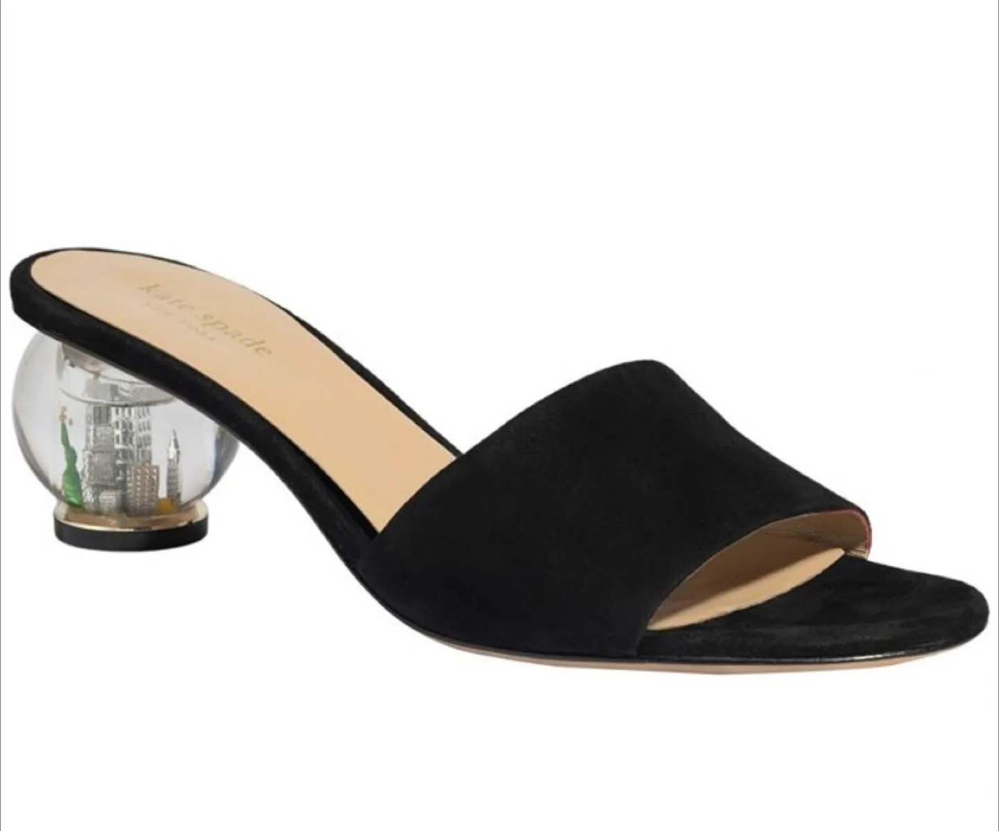 Kate Spade Black Suede Polished NYC Slide Heels size 6.5 image indicator(2)