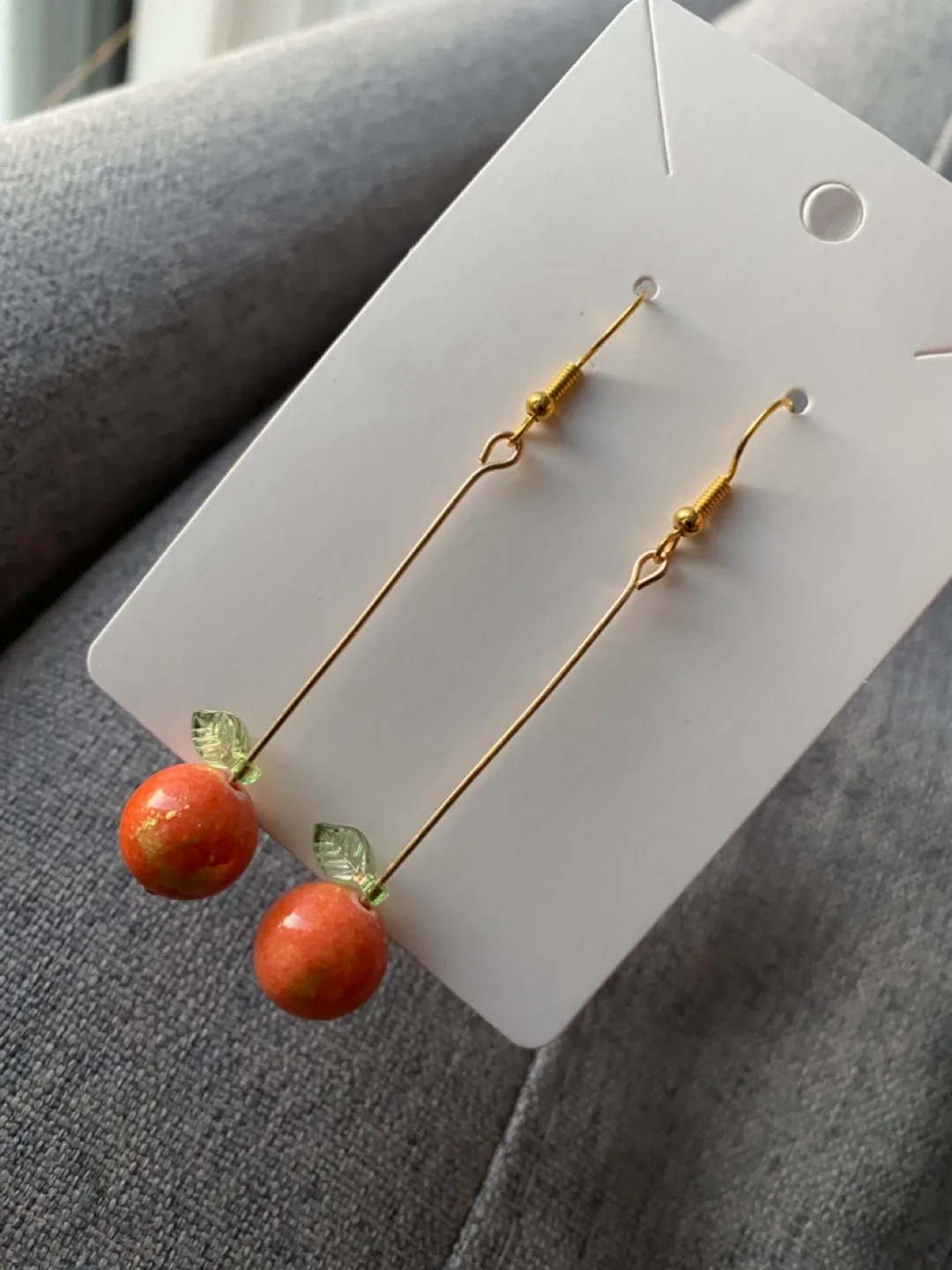 Handmade Orange Dangle Earrings thumbnail