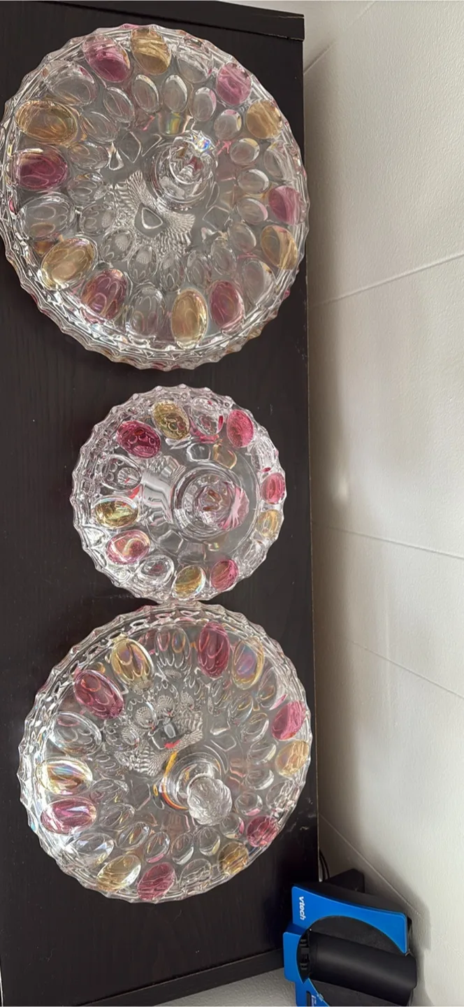 Set of Three Vintage Glass Candy Dishes with Lids image indicator(3)